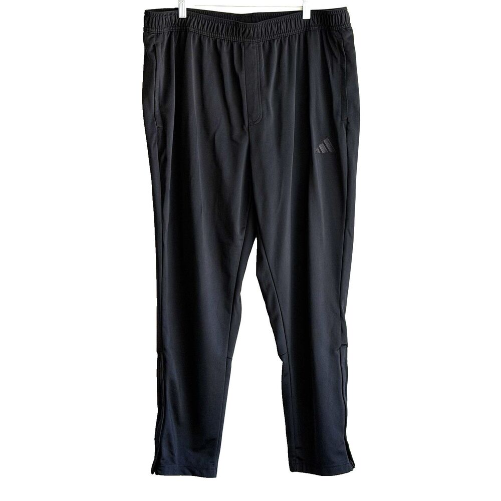 Adidas Tricot Track Pants Mens Black Tapered Zip Pocket Ankle Zip 2XL KD3638